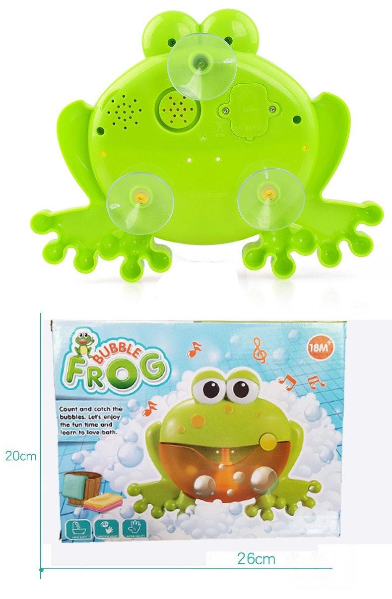 Stevvex green frog bubble bath toy with four suction-cup feet and bubble discs on Tampa Home & Garden Store