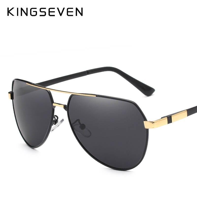 Stevvex polarized aviator sunglasses with black lenses and gold frame; KINGSEVEN on Tampa Home & Garden Store