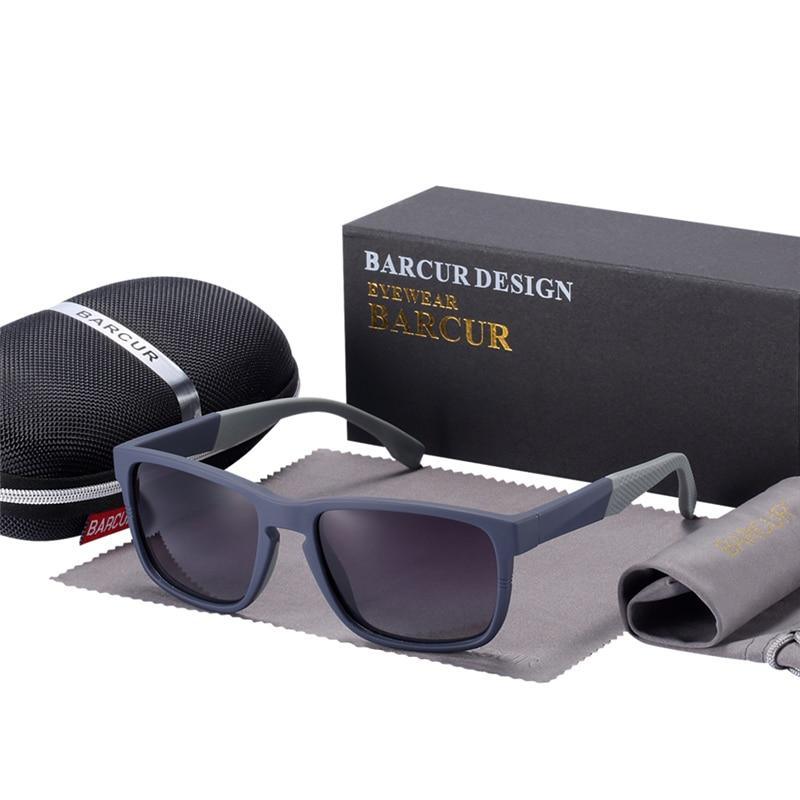 Matte black sunglasses with polarized gradient lenses UV400 Stevvex eyewear Barcur case on Tampa Home & Garden Store