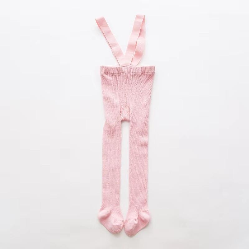 Pink newborn baby footed leggings with high waist and cross-back suspenders Stevvex on Tampa Home & Garden Store
