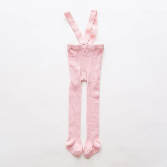 Pink newborn baby footed leggings with high waist and cross-back suspenders Stevvex on Tampa Home & Garden Store