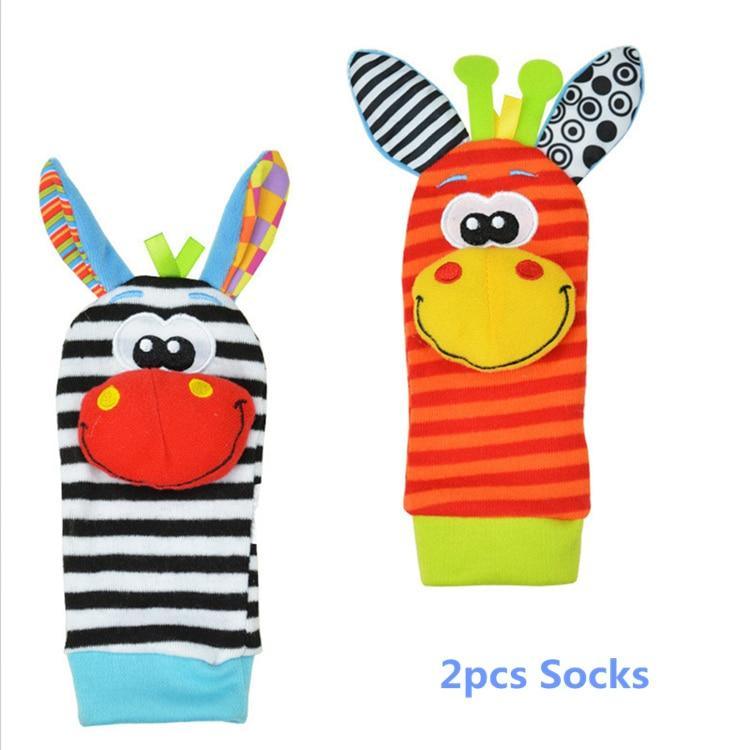 Colorful wrist rattles 2pcs baby sock rattles zebra-striped orange-striped animals Stevvex on Tampa Home & Garden Store