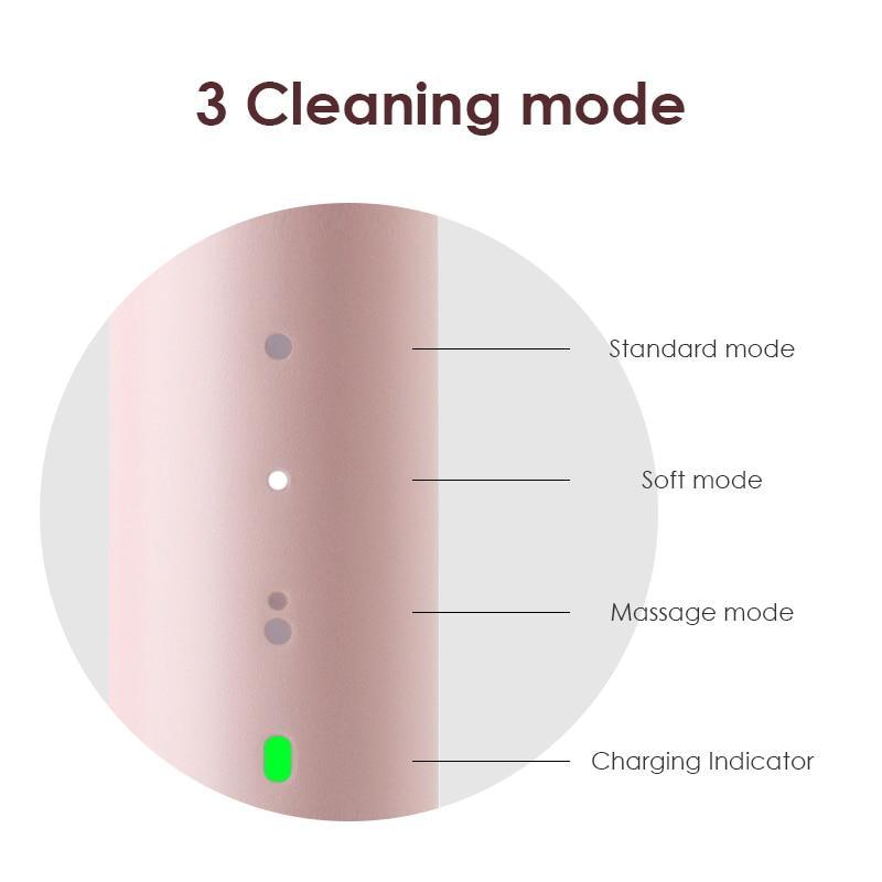 Stevvex ST16GG7534NE sonic toothbrush pink brush with 3 cleaning modes and charging indicator on Tampa Home & Garden Store