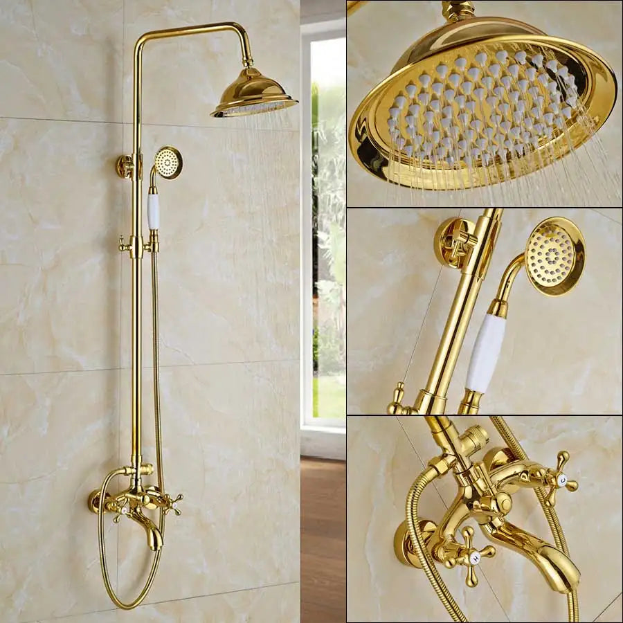 Juego de grifo de ducha de 3 vías con boquilla de lluvia y cascada
