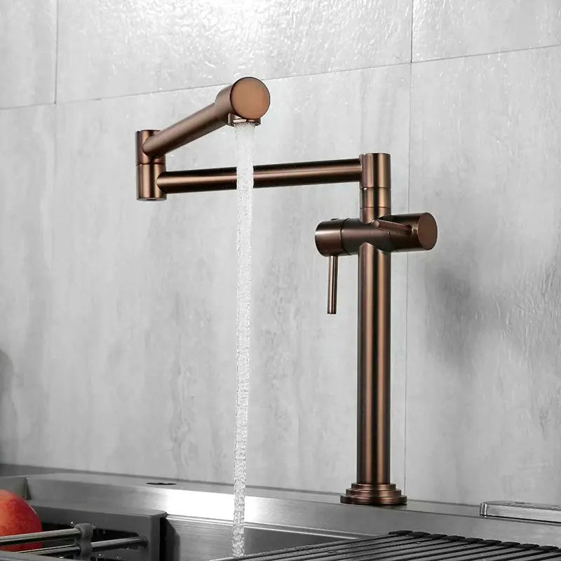 DecorBites solid brass deck-mounted kitchen faucet in bronze with high-arc spout and single lever on Tampa Home & Garden Store