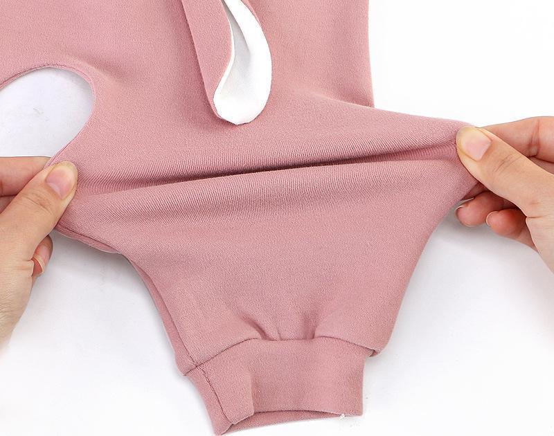 Pink baby pants by Stevvex with high waist and elastic cuffs showing stretchy knit fabric on Tampa Home & Garden Store