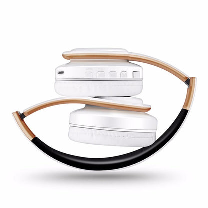 Stevvex wireless Bluetooth headphones with microphone, white overear cups beige headband on Tampa Home & Garden Store
