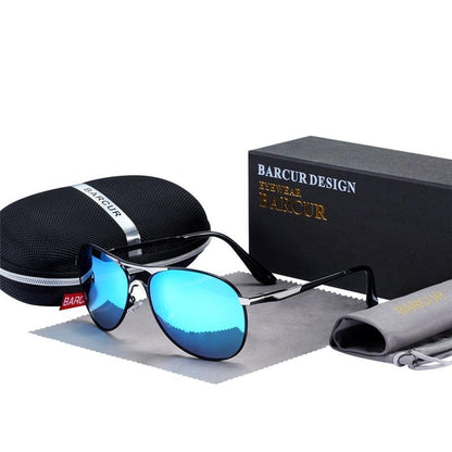 Stevvex polarized aviator sunglasses with blue mirrored lenses, metal frame, UV400 protection on Tampa Home & Garden Store