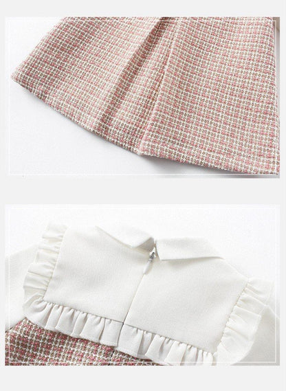 Stevvex baby dress pink plaid tweed with white collar and back zipper on Tampa Home & Garden Store