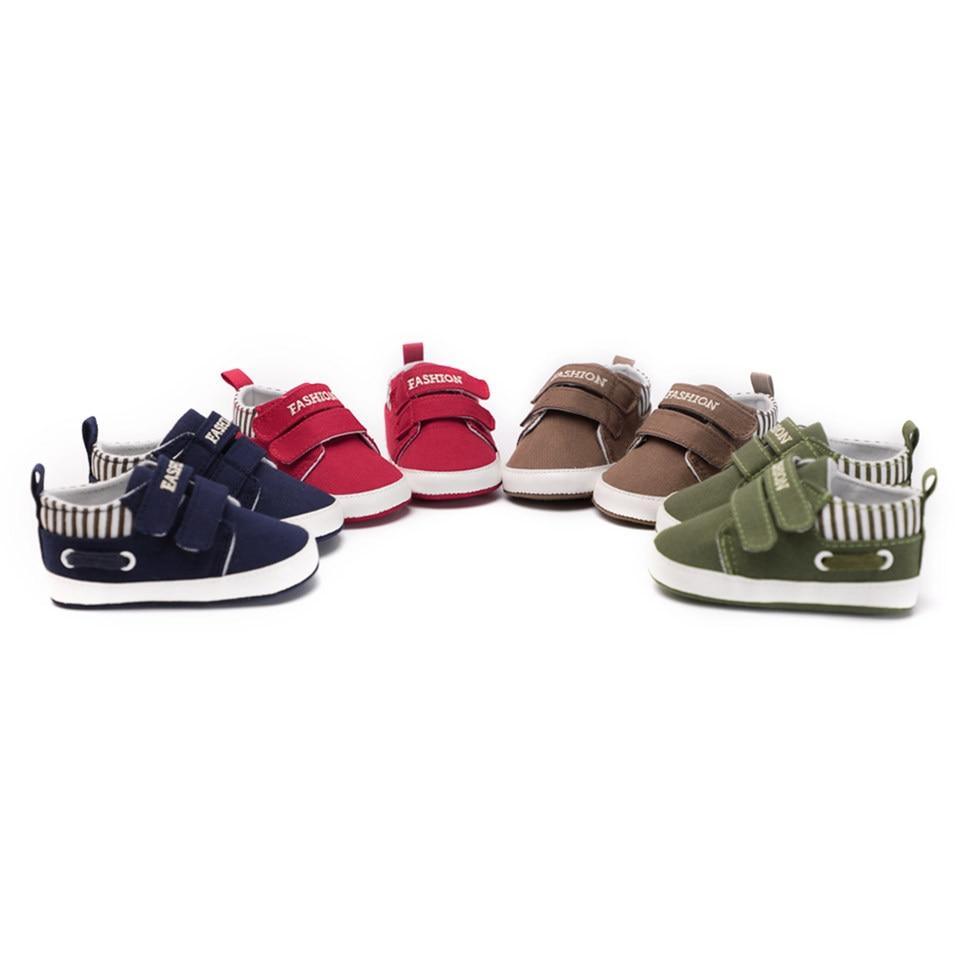 Stevvex First Walkers soft canvas infant sneakers set of 6 in navy, red, brown, olive green on Tampa Home & Garden Store