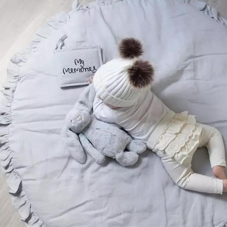 Cotton Baby Round Play Mat with Zipper Washable