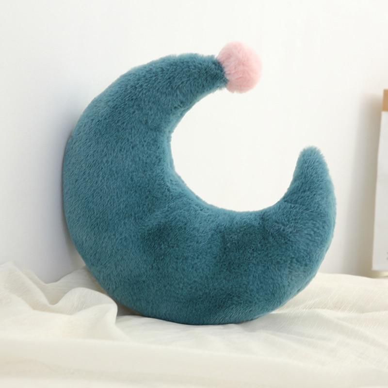 Nordic nursing pillow Stevvex blue plush with pink pompom newborn baby room decoration on Tampa Home & Garden Store