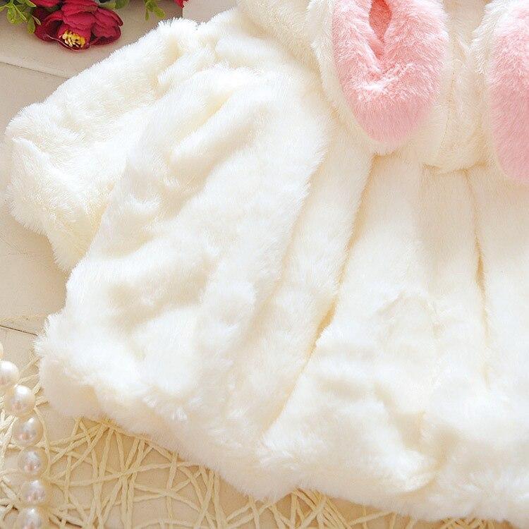 Baby girls white faux fur hooded coat with pink plush ears by Stevvex on Tampa Home & Garden Store