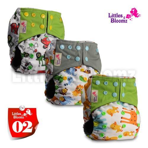 Stevvex Modern Luxury Cloth Pocket Nappy 3-pack with prints and snap closures Littles & Bloomz on Tampa Home & Garden Store