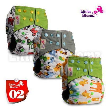 Stevvex Modern Luxury Cloth Pocket Nappy 3-pack with prints and snap closures Littles & Bloomz on Tampa Home & Garden Store