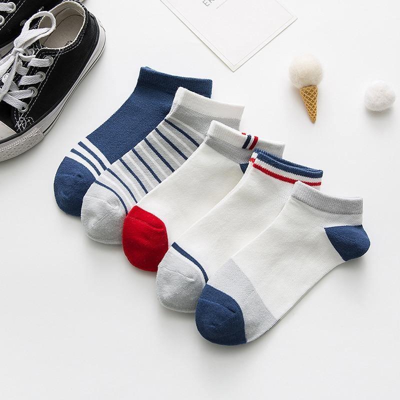 5 Pairs Kids Socks Striped Colorblock Set in blue white gray red by Stevvex on Tampa Home & Garden Store