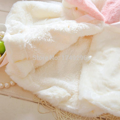White plush baby girls fur coat with hood, Stevvex warm princess outerwear for girls on Tampa Home & Garden Store