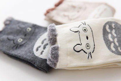 5-pair 100% cotton unisex baby socks with cute cartoon faces gray ivory Stevvex on Tampa Home & Garden Store