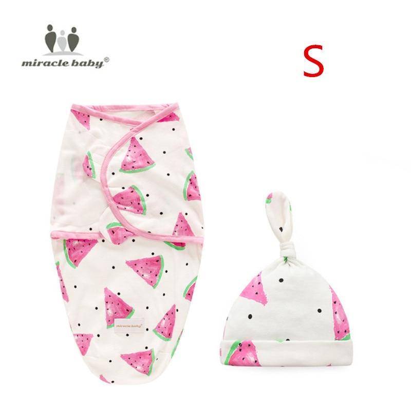 Baby swaddle blanket with cap set, 2-piece watermelon print by Stevvex on Tampa Home & Garden Store
