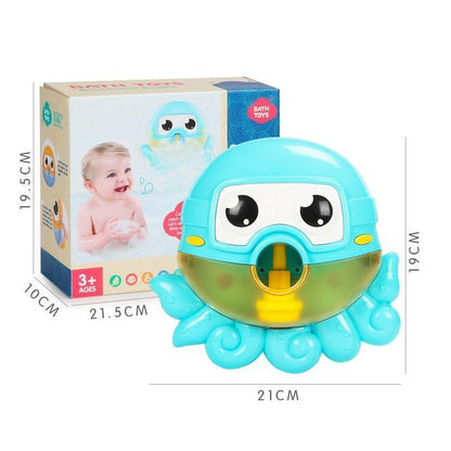 Stevvex Baby Educational Bubble Machine Bath Toy, turquoise blue octopus with yellow bubble chamber, 3+ ages on Tampa Home & Garden Store