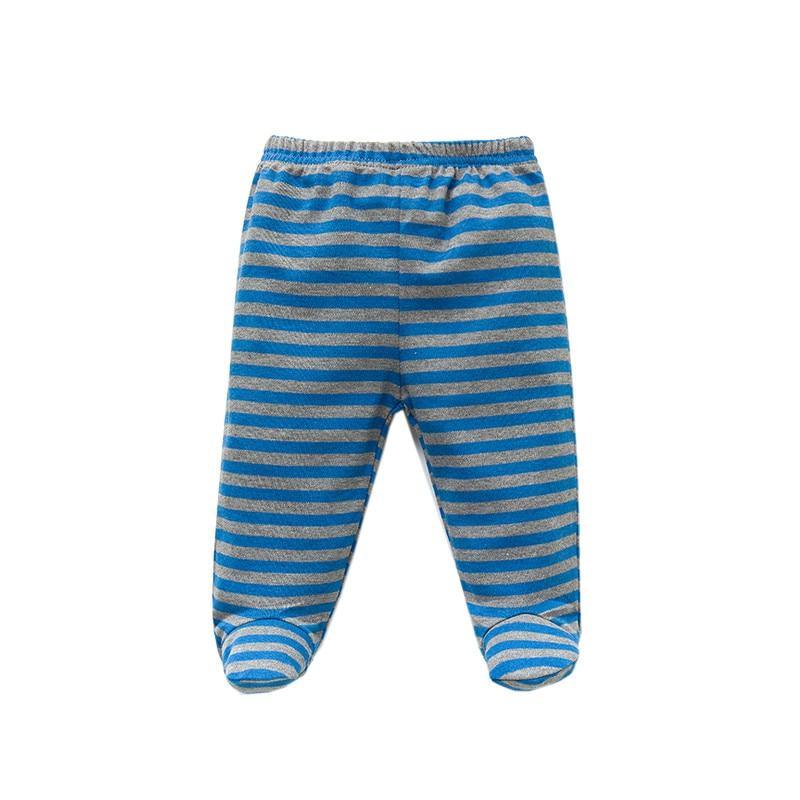 Baby pants Stevvex 100% cotton unisex blue and gray striped footed pants on Tampa Home & Garden Store