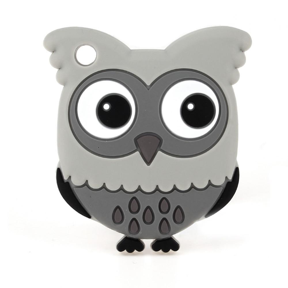 Baby silicone teether gray owl Stevvex BPA free with large eyes on Tampa Home & Garden Store