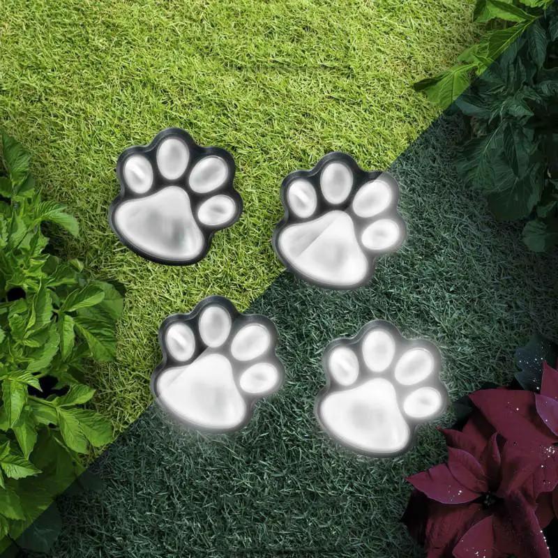 Led Solar Paw Lights for Garden Pathway 4 Pack
