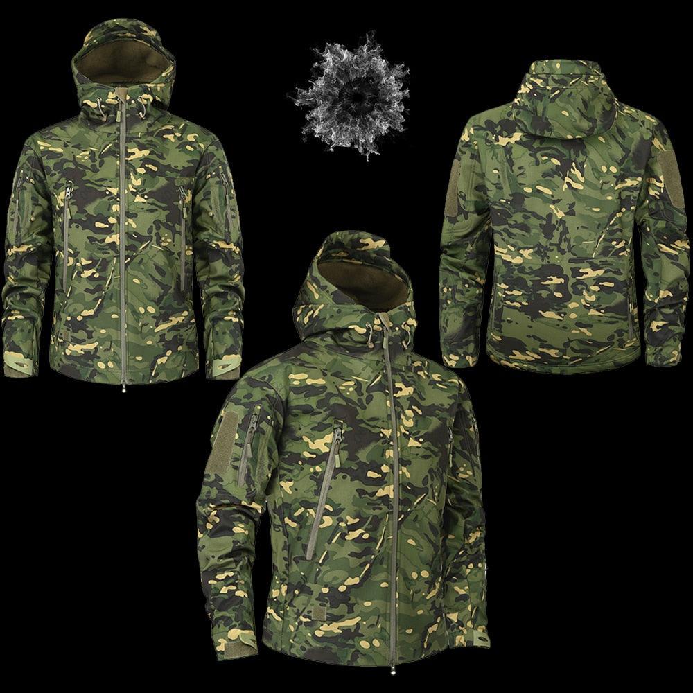 Men's green camouflage windbreaker with hood; lightweight, water-resistant on Tampa Home & Garden Store