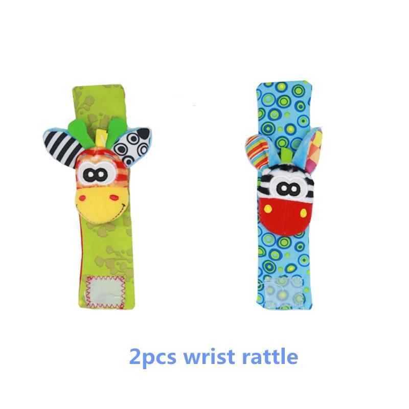 Stevvex 2pcs wrist rattle set with animal heads on fabric bands for infants on Tampa Home & Garden Store
