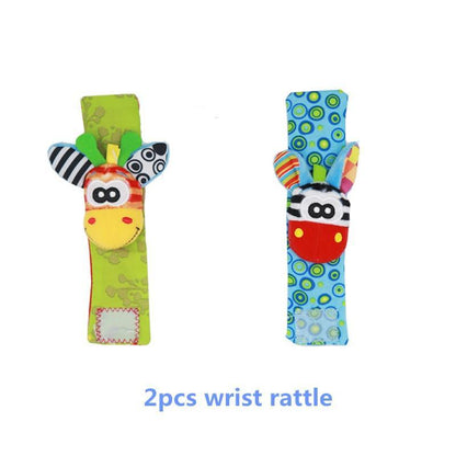 Stevvex 2pcs wrist rattle set with animal heads on fabric bands for infants on Tampa Home & Garden Store