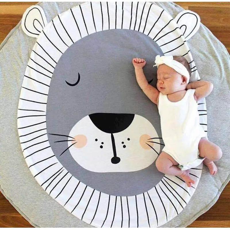Cotton Baby Round Play Mat with Zipper Washable