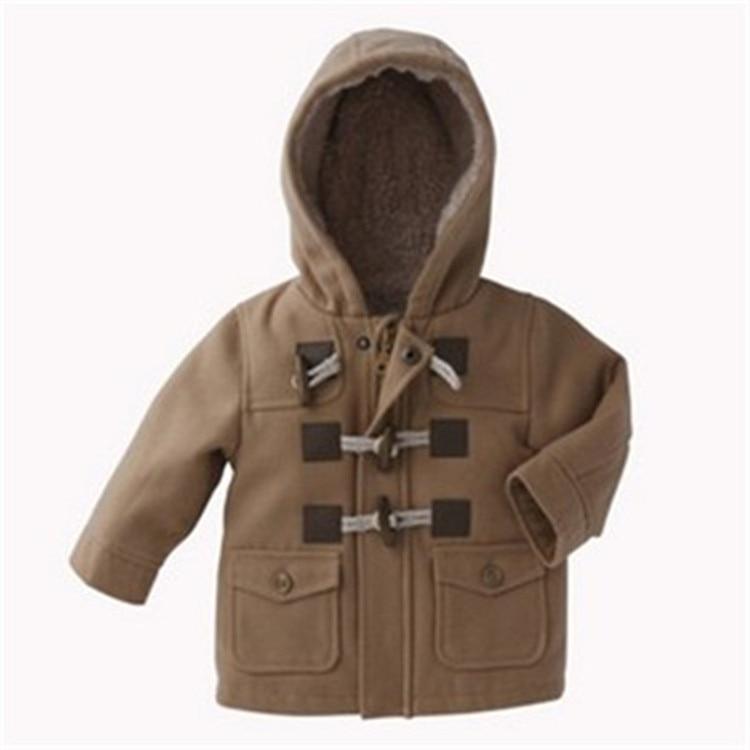 Stevvex infant hooded winter jacket in tan with sherpa lining toggle closures front pockets on Tampa Home & Garden Store