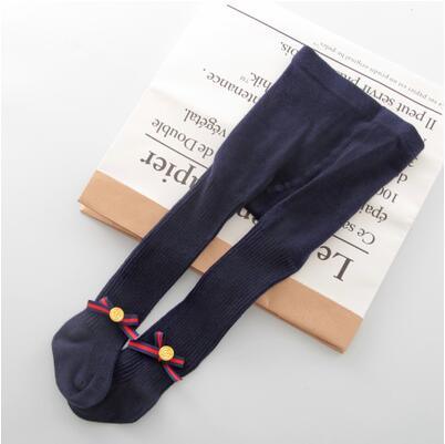 Baby bowknot tights navy blue cotton Stevvex infant knitted breathable ankle bows on Tampa Home & Garden Store