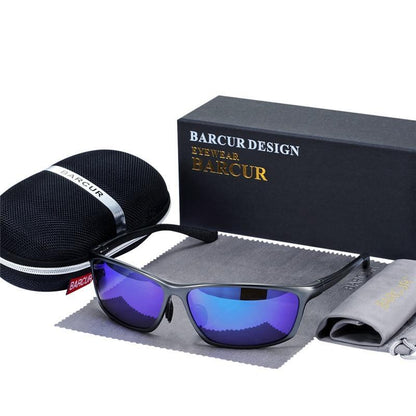 Sunglasses Stevvex Barcur Design polarized blue mirrored oversized square frames UV400 on Tampa Home & Garden Store