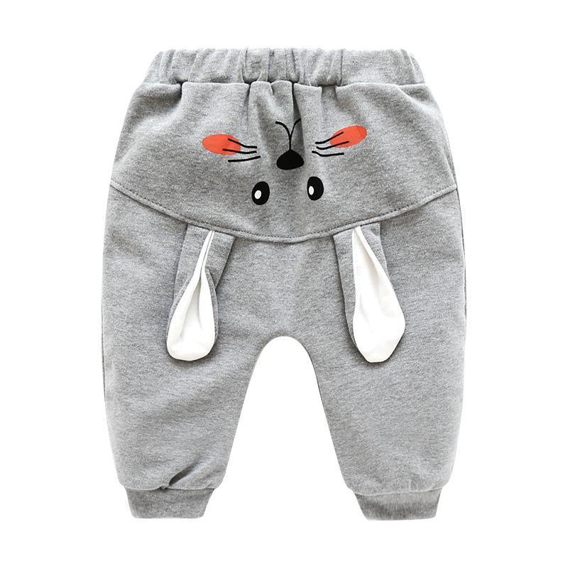 Stevvex gray baby pants with bunny face print and white ear flaps on Tampa Home & Garden Store