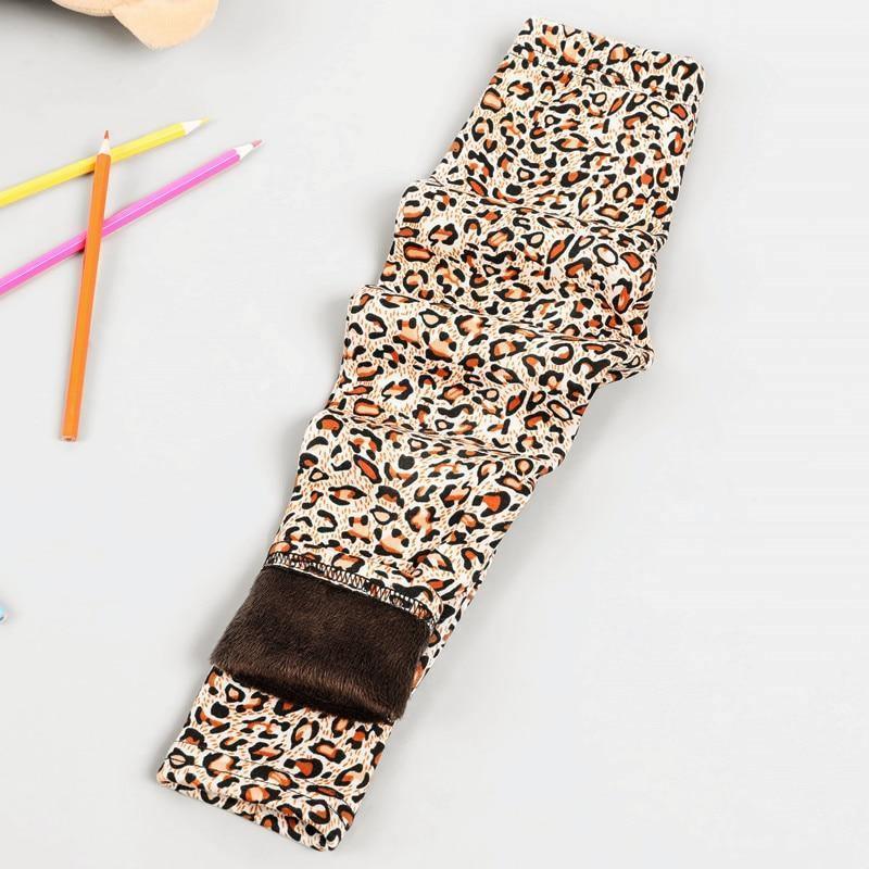 Stevvex baby girls leopard print leggings with thick warm knit and brown fur cuff on Tampa Home & Garden Store