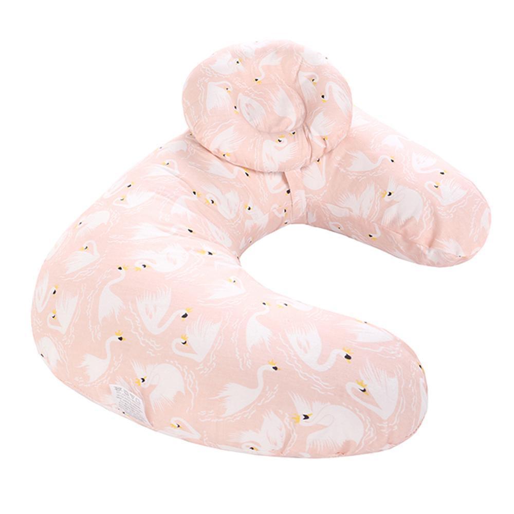 Stevvex newborn nursing pillow, pink U-shaped maternity pillow with swan print on Tampa Home & Garden Store