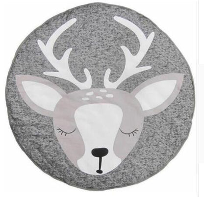 Stevvex round gray deer carpet for babies, baby play mat on Tampa Home & Garden Store
