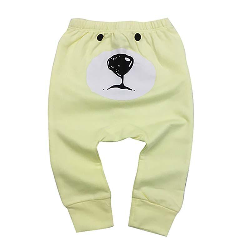 Baby pants pale yellow with bear face print, elastic waist, Stevvex 6-24 months on Tampa Home & Garden Store