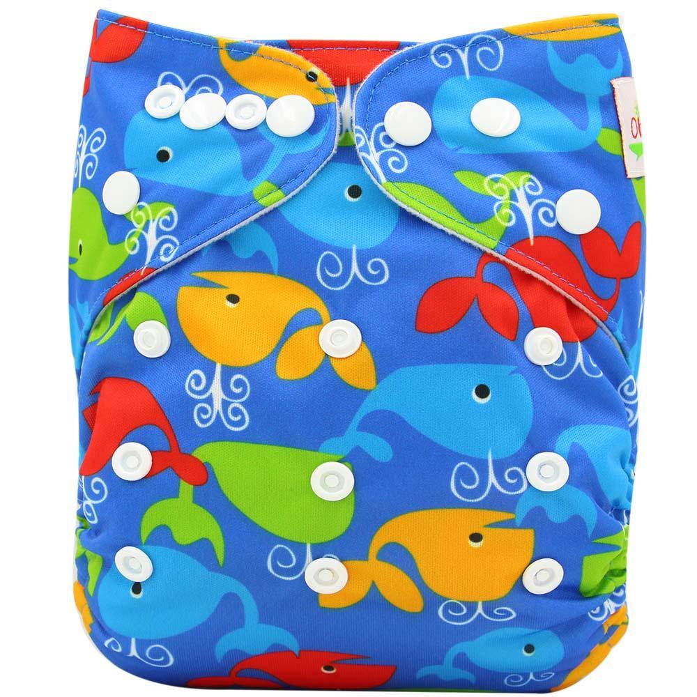 Baby Cloth Diapers Reusable Nappies Stevvex blue sea creatures print diaper with snaps on Tampa Home & Garden Store