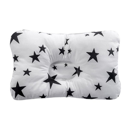 Stevvex nursing pillow white with black star print, central head-support cutout on Tampa Home & Garden Store