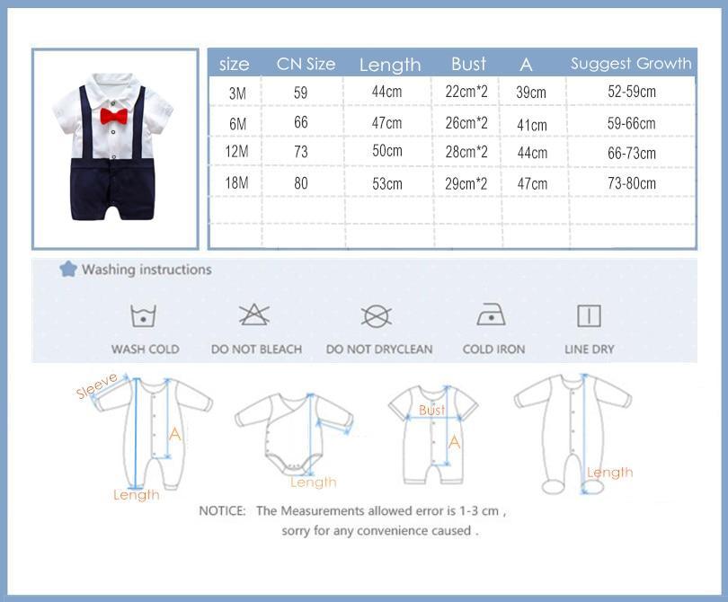 Baby romper set by Stevvex with white top, red bow tie and navy suspender shorts 0-12M on Tampa Home & Garden Store