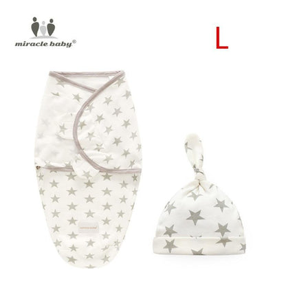 Stevvex baby swaddle blanket with cap, two-piece swaddling set with gray star print on Tampa Home & Garden Store