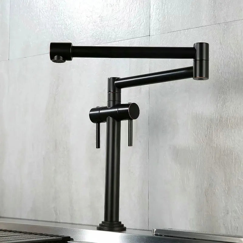 DecorBites Kitchen Faucet solid brass deck-mounted sink mixer in black matte with dual levers on Tampa Home & Garden Store