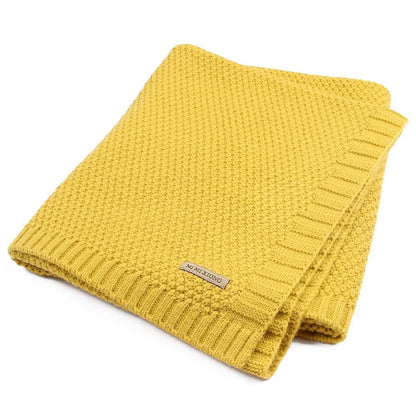 Stevvex baby knitted swaddle blanket in mustard yellow, ultra soft bedding for newborns on Tampa Home & Garden Store