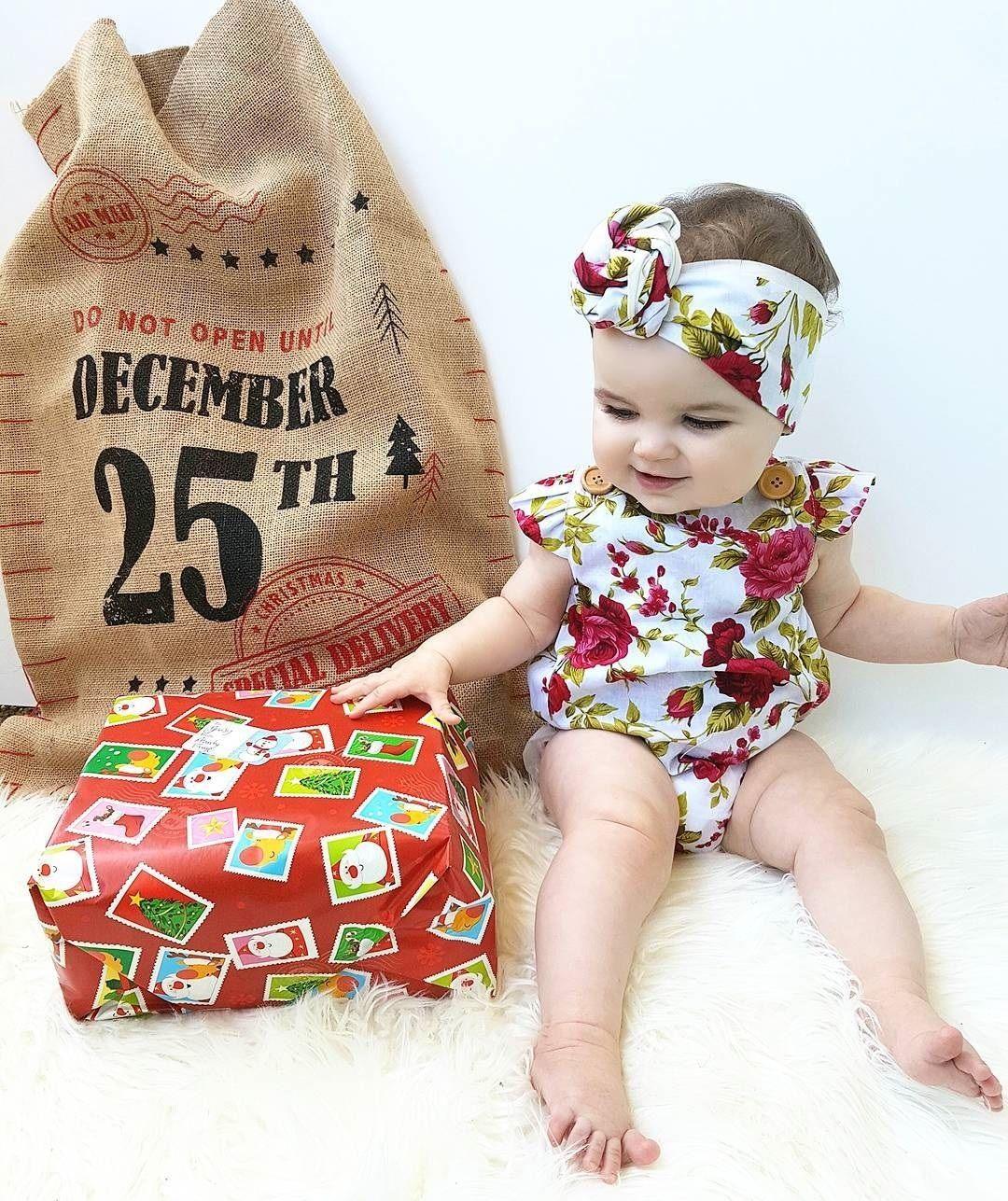 Baby floral romper set with matching headband, white fabric with pink roses by Stevvex on Tampa Home & Garden Store