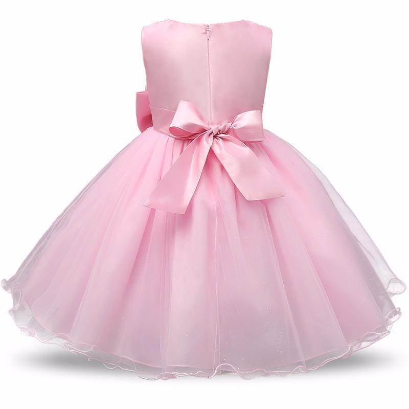 Stevvex pink tulle baby dress with big satin bow back sash for girls, first birthday party wear on Tampa Home & Garden Store