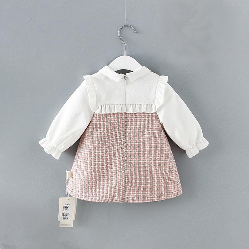 Stevvex baby dress set with white blouse and pink plaid A-line dress with lantern sleeves on Tampa Home & Garden Store
