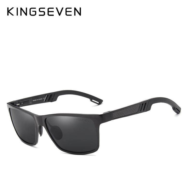 Sunglasses black aluminum frame polarized lenses Kingseven logo sporty retro driving on Tampa Home & Garden Store