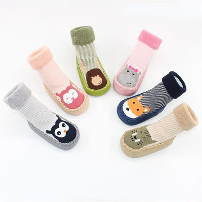 Baby warm stretchy booties sock with rubber soles by Stevvex, 7-pair set, assorted colors on Tampa Home & Garden Store